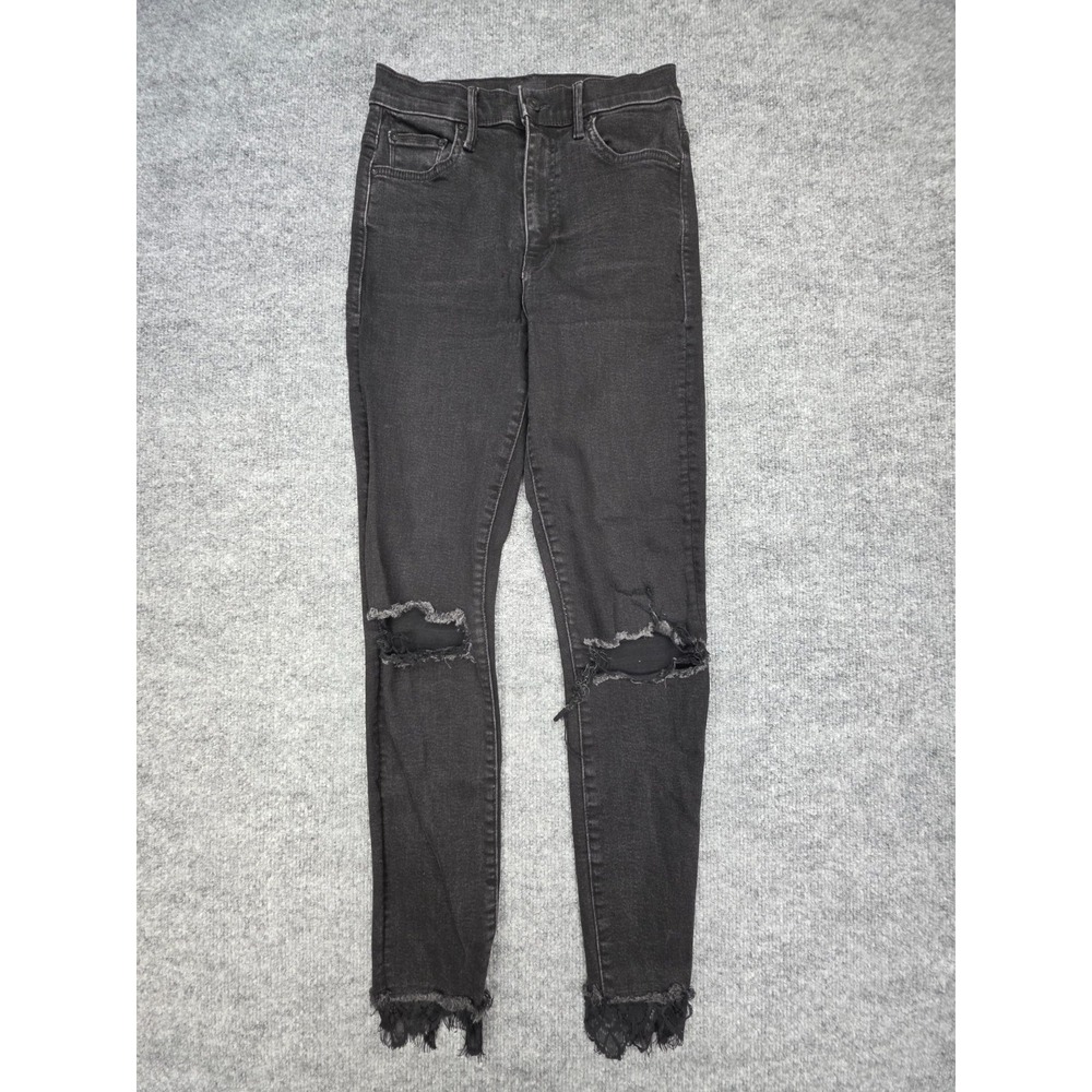 Mother Jeans Swooner Dagger Ankle Fray Women's 25 Black Sheep Distressed